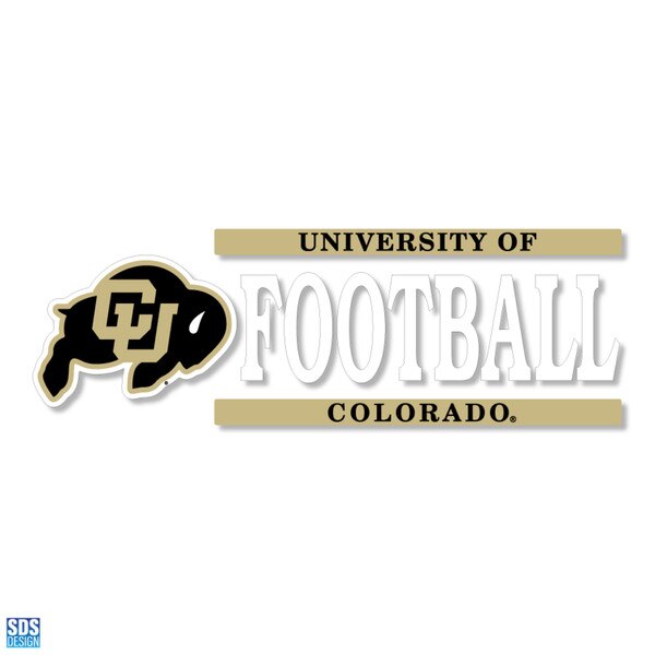 University of Colorado Football decal with CU Buffaloes logo and gold banner accents
